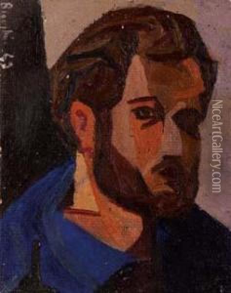 Autoritratto - 1943 Oil Painting - Cesare Breveglieri