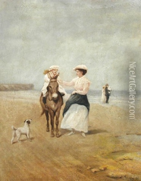 Donkey Ride On The Beach Oil Painting - Heywood Hardy