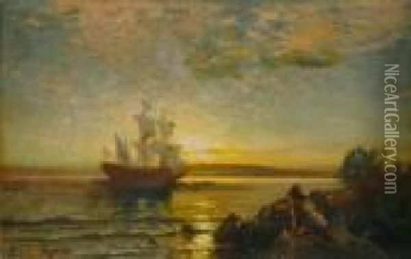 Arrival To The New World Oil Painting - Edward Moran