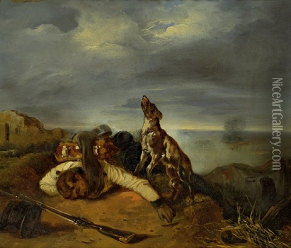 Toter Krieger Am Schlachtfeld Oil Painting - Johann Friedrich Treml