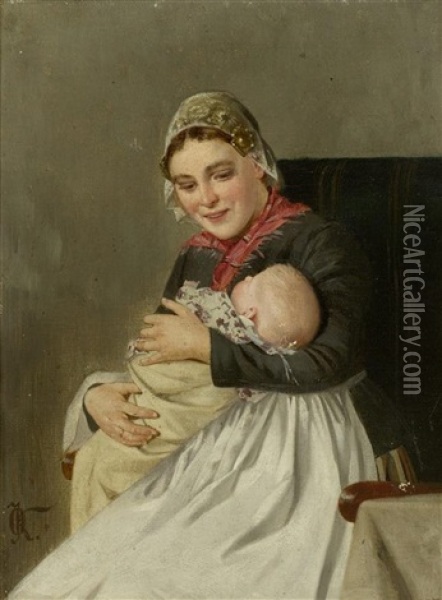 Mutter Mit Kind Oil Painting - Otto Kirberg