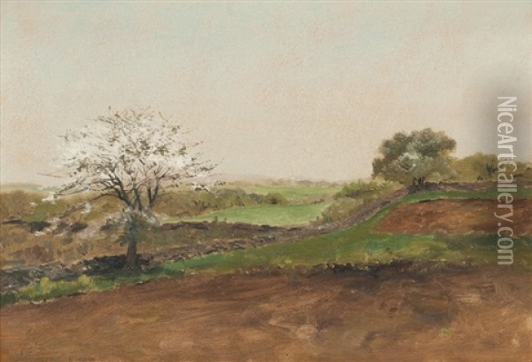 Cherry Tree In A Landscape Oil Painting - Lockwood de Forest