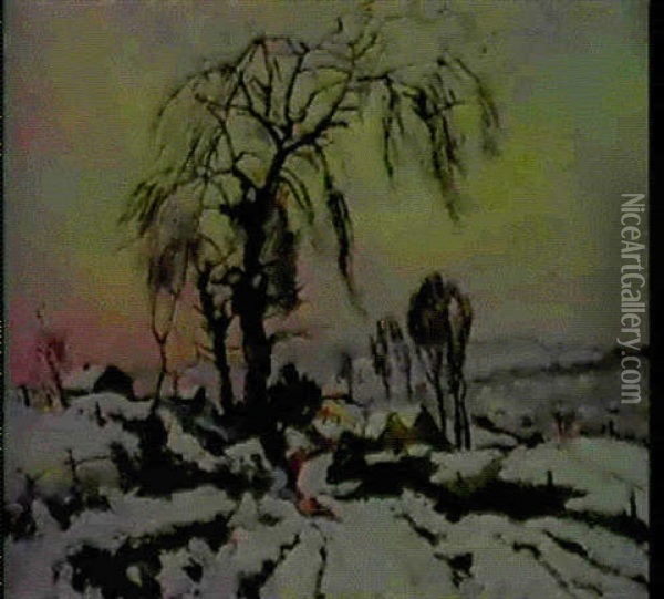 Soleil D'hiver A Boisguillaume Oil Painting - Robert Antoine Pinchon