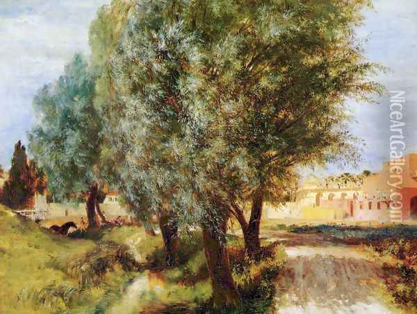 Construction site with willows Oil Painting - Adolph von Menzel