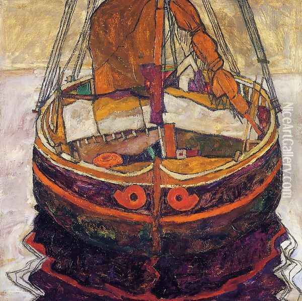 Trieste Fishing Boat Oil Painting - Egon Schiele