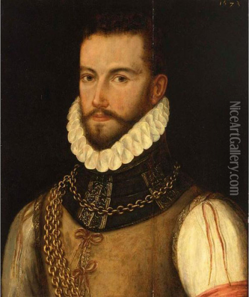 Portrait Of A Bearded Gentleman, Bust Length, With A Ruff Collar Oil Painting - Frans Pourbus