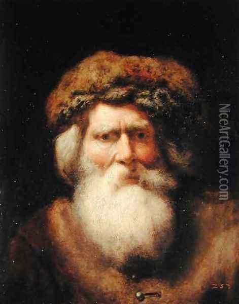Portrait of an Old Man with Fur Hat, 1654 Oil Painting - Christoph Paudiss
