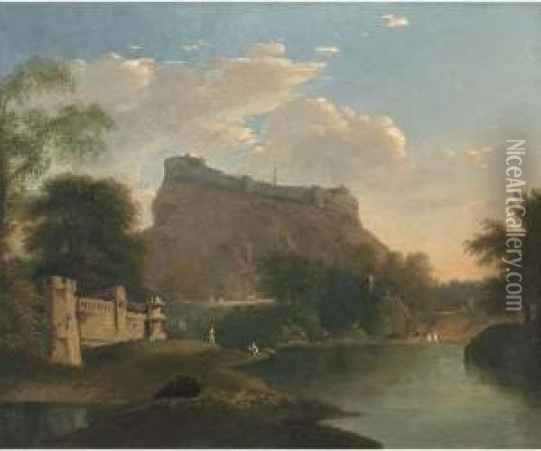 View Of The North End Of The Fort Of Chunar Gur Oil Painting - William Hodges
