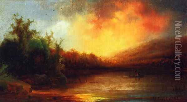 Lake Scene Oil Painting - Herman Fuechsel
