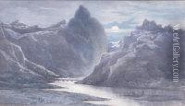 Moonlight, Norway Oil Painting - Sydney E. Hart