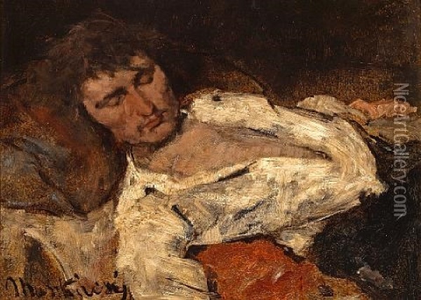 The Last Sleep Of The Condemned Man (study) Oil Painting - Mihaly Munkacsy