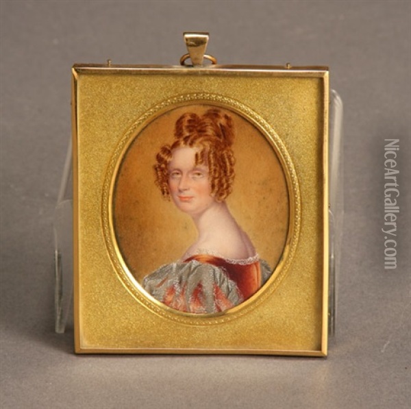 Miniature Portrait Of A Lady Oil Painting - Henry Collen