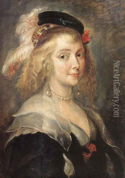 Portrait of Helena Fourment c. 1630 Oil Painting - Peter Paul Rubens