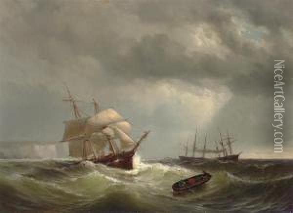 Merchant Shipping Off Dover Oil Painting - Mauritz F. H. de Haas