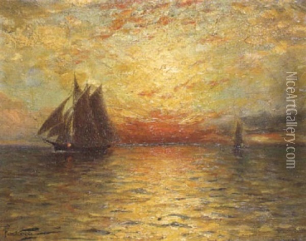 Sunset, Samoa Oil Painting - Girolamo Pieri Ballati Nerli