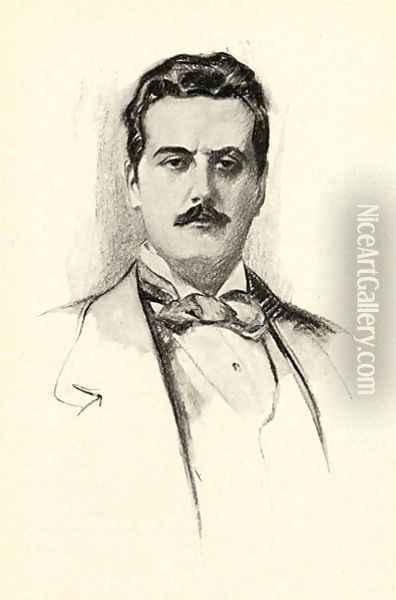 Giacomo Puccini 1858-1924 illustration from The Lure of Music by Olin Downes Oil Painting - Chase Emerson