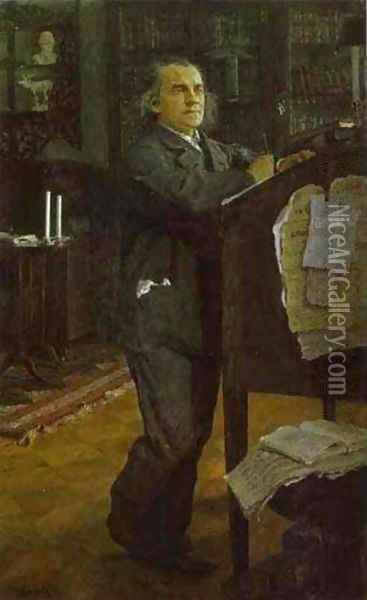 Portrait Of The Composer Alexander Serov 1888-89 Oil Painting - Valentin Aleksandrovich Serov