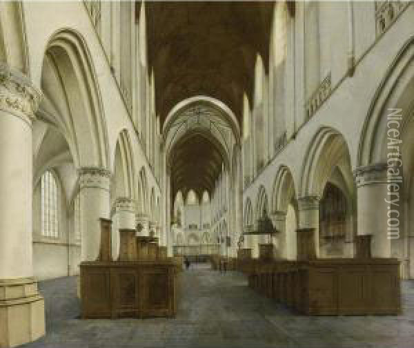 Haarlem: The Interior Of The St. Bavo Oil Painting - Hendrick Van Vliet