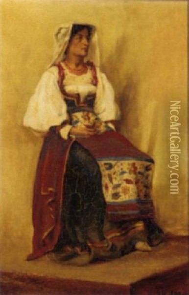 An Italian Lady Oil Painting - Ethel M. Morgan