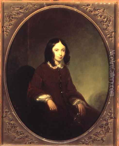 Mrs Robert Browning Elizabeth Barrett 1806-61 1853 Oil Painting - Thomas Buchanan Read