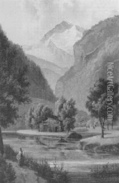 Ansicht Aus Dem Berner Oberland Oil Painting - Johann Rudolf Dill