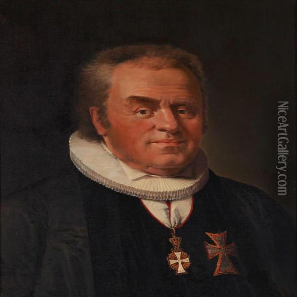 Portrait Of Bishop Peter Outzen Boisen Oil Painting - Jakob Hansen
