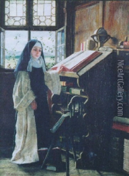 Practicing Hymns Oil Painting - William Verplanck Birney