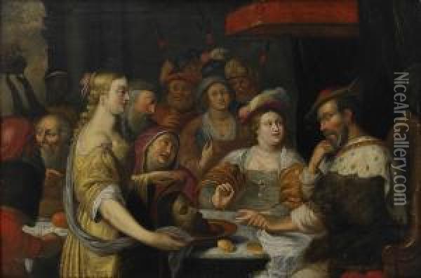 Herodes Maltid Oil Painting - Cornelis De Vos