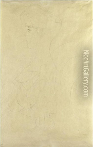 Ritratto A Mezzo Busto Di Profilo Verso Sinistra Oil Painting - Gustav Klimt