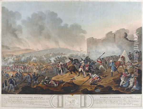 Battle of Alexandria, 21st March 1801, engraved by J. Mitan and Charles Turner, published by E. Orme, London, 1804 Oil Painting - Willermin, Lt. William