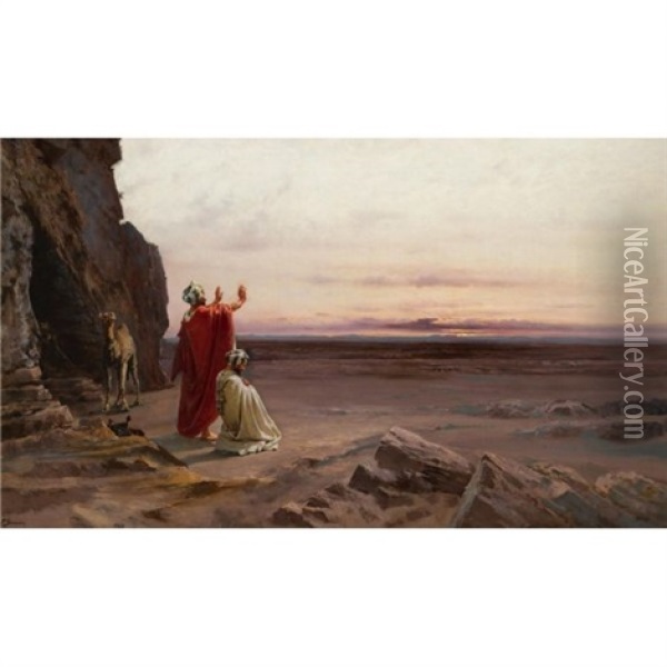 Evening Prayer Oil Painting - Conrad Peter Schreiber