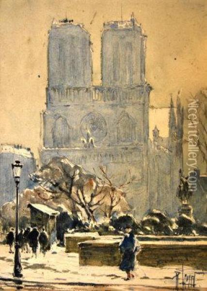 Views Of Notre Dame, Paris Oil Painting - Rene Leverd