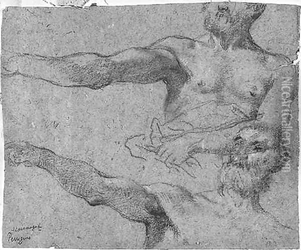 Two studies of a man raising his right arm Oil Painting - Luigi Scaramuccia, Il Perugino