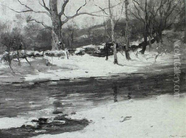 Stream In Winter Oil Painting - Charles Paul Gruppe