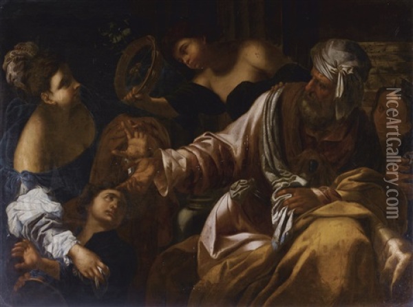 The Banishment Of Hagar And Ishmael Oil Painting - Francesco Ruschi