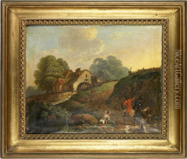 Landschaft Mit Figuraler Staffage Oil Painting - Johann Ludwig Giesel