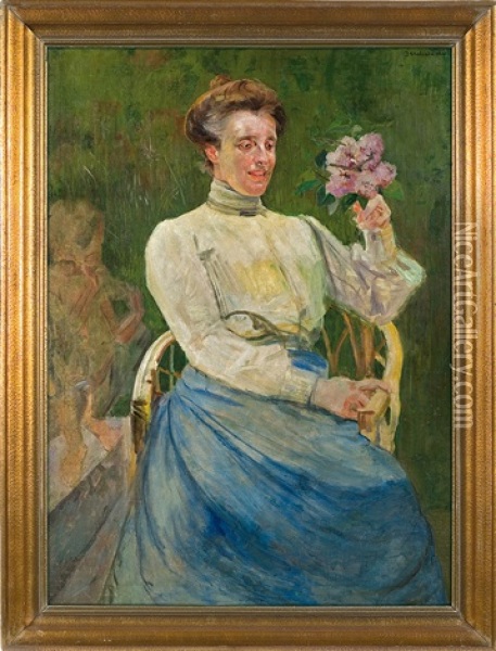 Portrait Of Artist's Wife Oil Painting - Jacek Malczewski