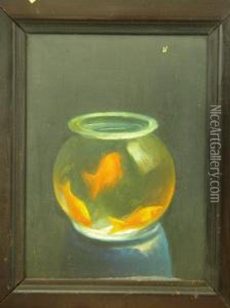 Goldfish Bowls Oil Painting - Edgar Herbert Thomas