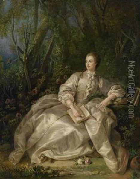Outdoor Portrait Of The Marquise Depompadour Oil Painting - Francois Boucher