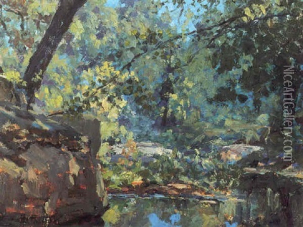 Pool In The Woods Oil Painting - Granville S. Redmond