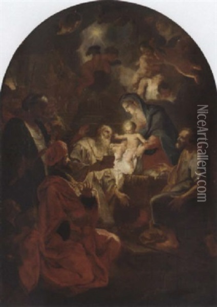 The Adoration Of The Magi Oil Painting - Domenico Piola