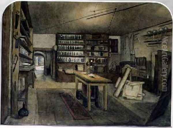 Faradays Electro-magnetic Laboratory 1852 Oil Painting - Harriet Jane Moore