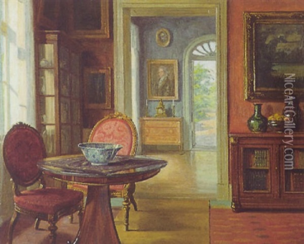 Sunlit Interior Oil Painting - Robert Panitzsch
