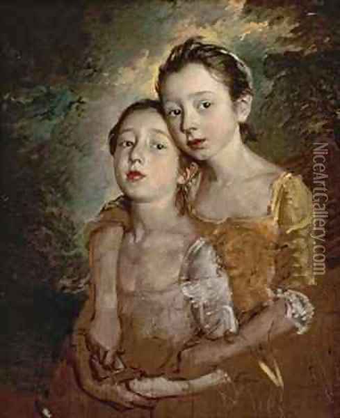 The Painters Daughters with a Cat Oil Painting - Thomas Gainsborough