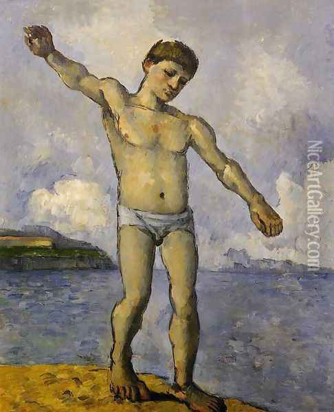 Bather With Outstreched Arms Oil Painting - Paul Cezanne