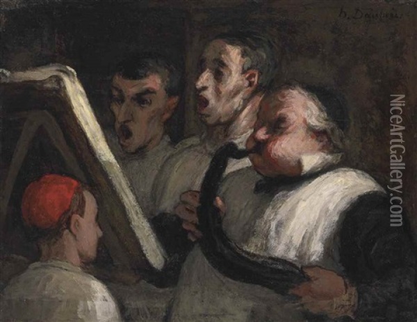 Le Lutrin ('the Lectern') Oil Painting - Honore Daumier