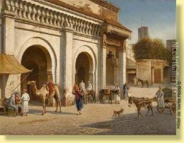 La Medina A Marrakech Oil Painting - Victor Carabain