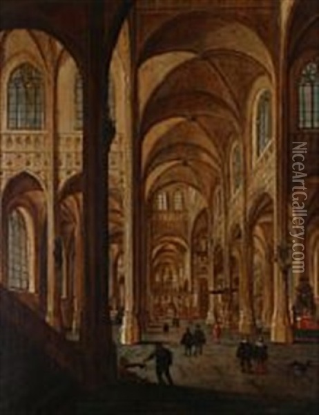 Interior From A Gothic Church Oil Painting - Hans Jurriaensz van Baden