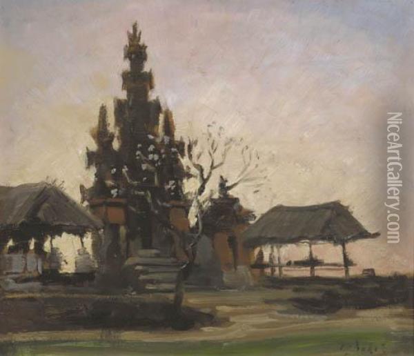 Balinese Temple At Sunset Oil Painting - Carel Lodewijk, Dake Jr.