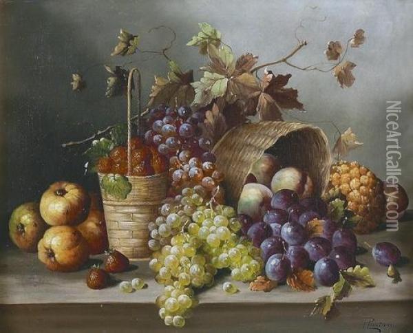 Stillleben Mit Fruchten. Oil Painting - P. Lanzoni